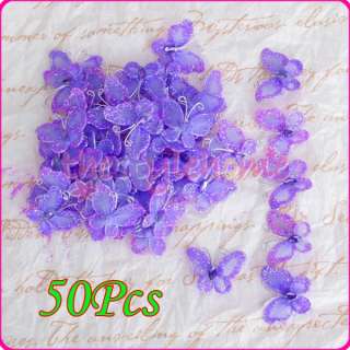 50 Purple Glitter Stocking Butterfly Bridal Party Decor  