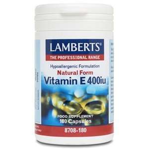 Lamberts Natural Vitamin E 400iu 180 caps  Grocery 