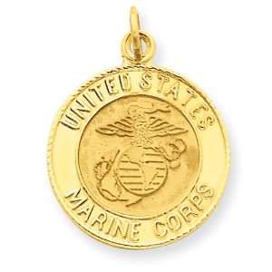   Marine Corps Insignia Disc Pendant in 14k Yellow Gold Jewelry