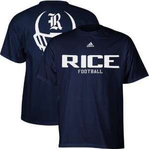  adidas Rice Owls Navy Blue Helmet Mask T shirt Sports 
