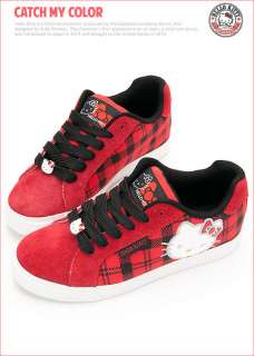   Ladys Casual Plaid Sneakers Shoes Red, Purple, Black Peach  