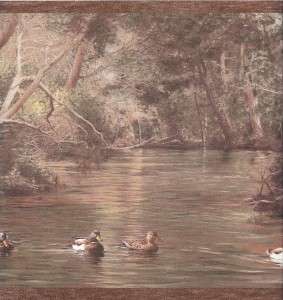 Wallpaper Border Hautman Brothers Duck, Canoe, River  