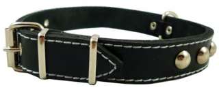 14 17 Real Double Ply Leather Dog Collar Studded 1wide Black Small 