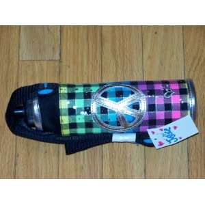  Justice for Girls Rainbow Check Peace Water Bottle 