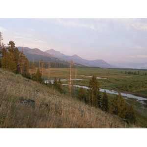 View of Colter Peak and a Valley with a River at Twilight Premium 