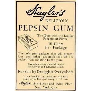  1906 Ad Huylers Pepsin Peppermint Gum Candy Druggists 