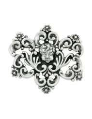   Silver 1 1/2 (38 mm) Filigree Brooch Pin with Boys Face Design