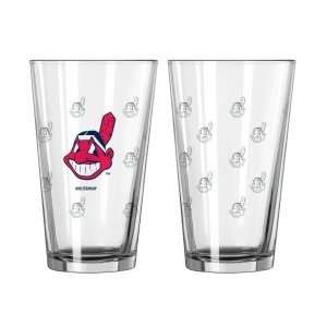    Cleveland Indians MLB Satin Etch Pint Glass Set