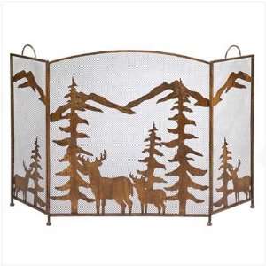 Fireplace Screen ~ Deer/Trees ~ Wrought Iron:  Sports 