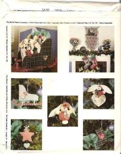   Christmas Animals Holiday Decoration Sewing Pattern XMAS McCalls