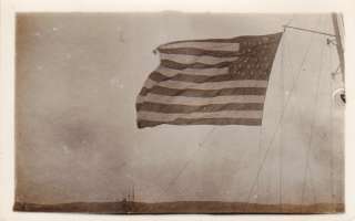 AMERICAN FLAG on U.S. NAVY SHIP   WW1 PHOTO POSTCARD  