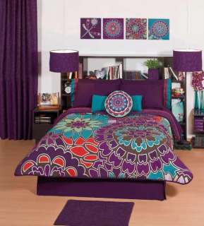 New Girls Purple Flowers Comforter Sheets Bedding Set Twin 7pcs