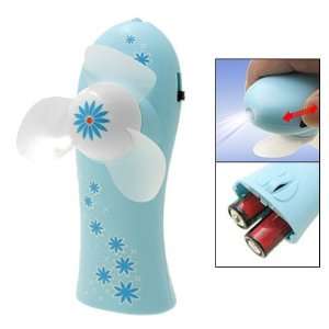  Baby Blue Portable Battery Powered Hand Held Fan LED Torch 