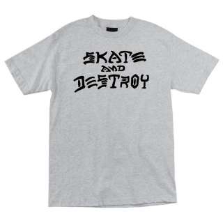 Thrasher SKATE AND DESTROY Skateboard Shirt ASH LRG  