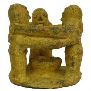   Friends Clay Candle Holder, 3 Pre Columbian Friends