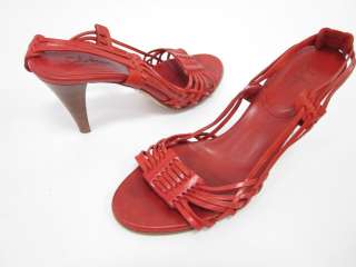 COLE HAAN Red Leather Strappy Slingbacks Pumps Size 9.5  