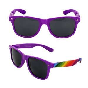 Wayfarer Sunglasses 222FDPLRSM Purple Rainbow Frame with Smoke Lenses 