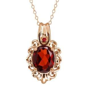   87 Ct Genuine Oval Red Garnet Gemstone 18k Rose Gold Pendant Jewelry