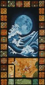 Oriental Traditions 9 Wave Koi Parchment Asian Robert Kaufman Fabric 