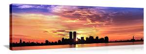 Sunrise New York City Skyline NY Picture on Canvas with Wooden 