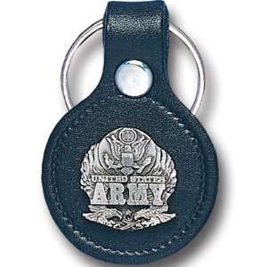  Round Leather Key Ring   U.S. Army