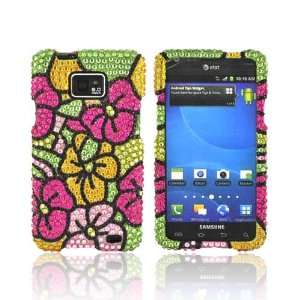  For AT&T Samsung Galaxy S2 Green Hot Pink Yellow Flowers 