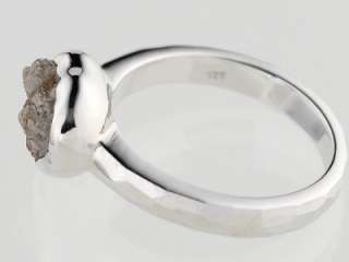  Pretty Earth Mined uncut Rough Diamond Solitaire Silver Ring  