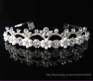Wedding/Bridal crystal veil tiara crown headband CR124  