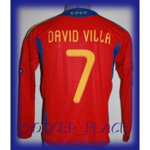  SPAIN HOME DAVID VILLA 7 LONG SLEEVE FOOTBALL SOCCER 
