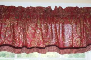 Red Maroon Floral Waverly Toile Valance 17 x 81 Drapery Weight Curtain 