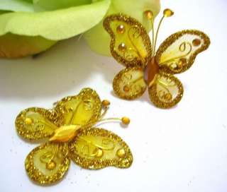 50PC Lovely Gold Butterfly for Christmas Tree/ Wedding Decoration