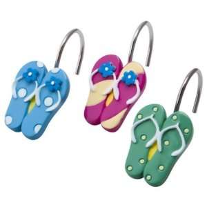 Sun and Sand Resin Decorative Flip Flop Shaped Shower Curtain Hooks 