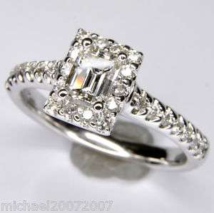Emerald cut Diamond ENGAGEMENT ring white gold Natural  
