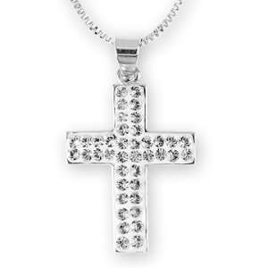   White Crystal Cross Pendant. Made with Swarovski Elements Jewelry