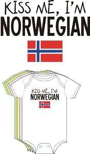 Kiss Me Im Norwegian Cute Funny Baby Boy Girl Clothes  