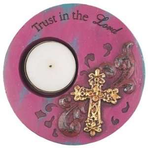  Pink Cross Tealight Inspirational Candle Holder