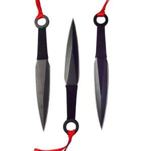   Black Stainless Steel Throwing Kunai Knives Daggers with Nylon Sheath