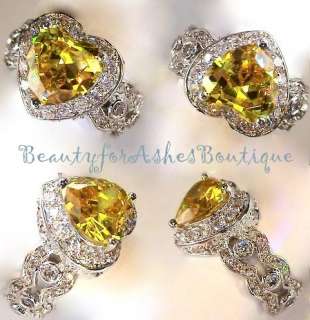 JEWELS BY PARK LANE JEWELRY CANARY YELLOW HEART SIMULATED DIAMAND CZ 