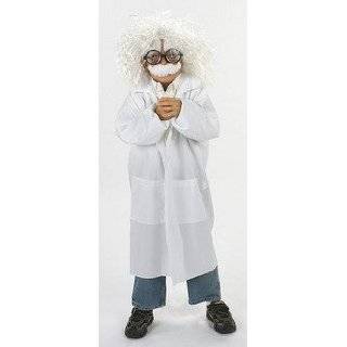 Childs White Lab Coat with Scientist Wig Costume Set
