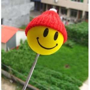   Smiley Yellow Face w/ Red Hat Car Truck SUV Antenna Topper Automotive