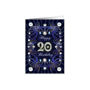  20th Birthday card, Diamonds and Jewels effect Card Toys 