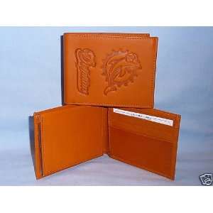   licensed miami dolphins bifold leather wallet 
