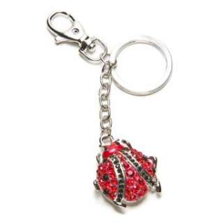  Red & Black Crystal Ladybug Keychain w/Clasp Clothing