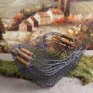    Set of Three Shabby Cottage Chic Wire Baskets: Home & Kitchen