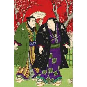  Japanese Sumo Wrestlers And Cherry Blossoms by Japanese 