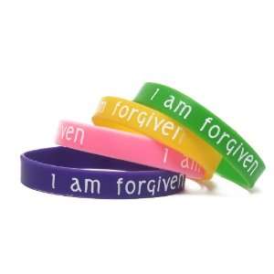  Silicone Religious Wristbands   I Am Forgiven (set of 8 